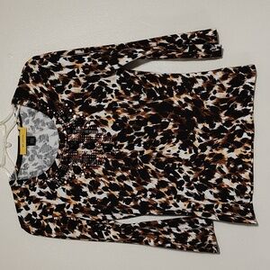 ST, JOHN printed sequing top